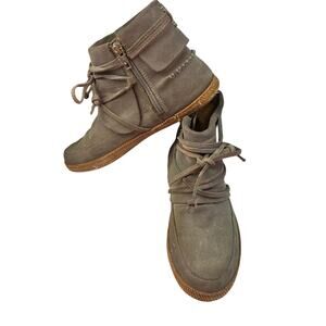 Ugg Reid Moccasin Ankle Booties Womens 7.5 Suede Leather Slates Boho Zip Closure